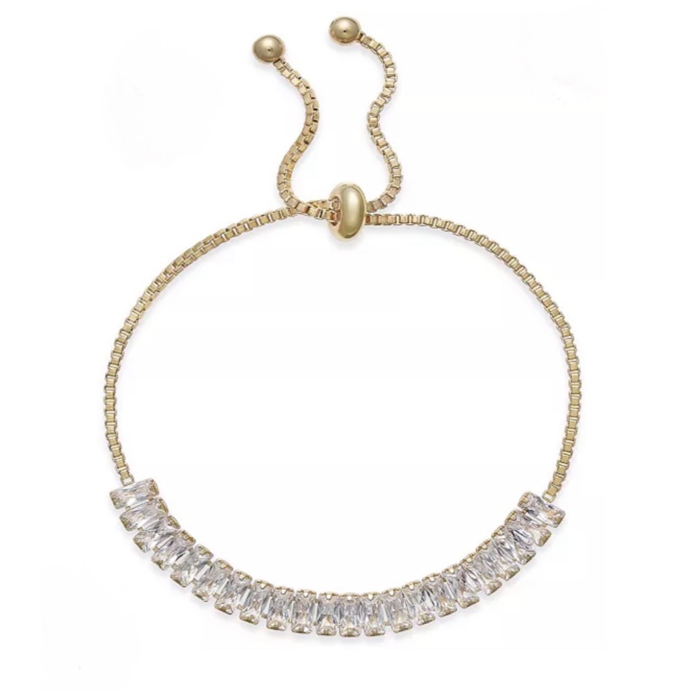 New INC Crystal and Gold Adjustable Wedding Simple Bracelet